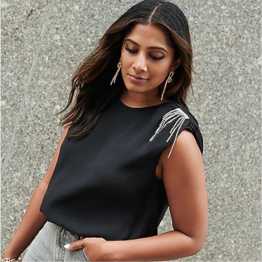 Embellished Black Women's Top